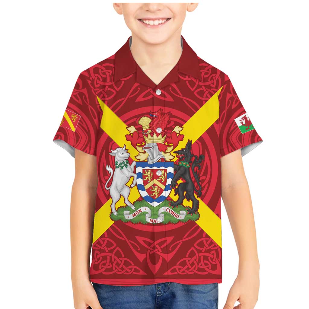 Personalized Anglesey Ynys Mon Family Matching Mermaid Dress and Hawaiian Shirt Map and Emblem Celtic Style - Wonder Print Shop