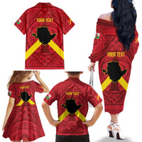 Personalized Anglesey Ynys Mon Family Matching Off The Shoulder Long Sleeve Dress and Hawaiian Shirt Map and Emblem Celtic Style - Wonder Print Shop