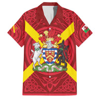 Personalized Anglesey Ynys Mon Family Matching Off The Shoulder Long Sleeve Dress and Hawaiian Shirt Map and Emblem Celtic Style - Wonder Print Shop