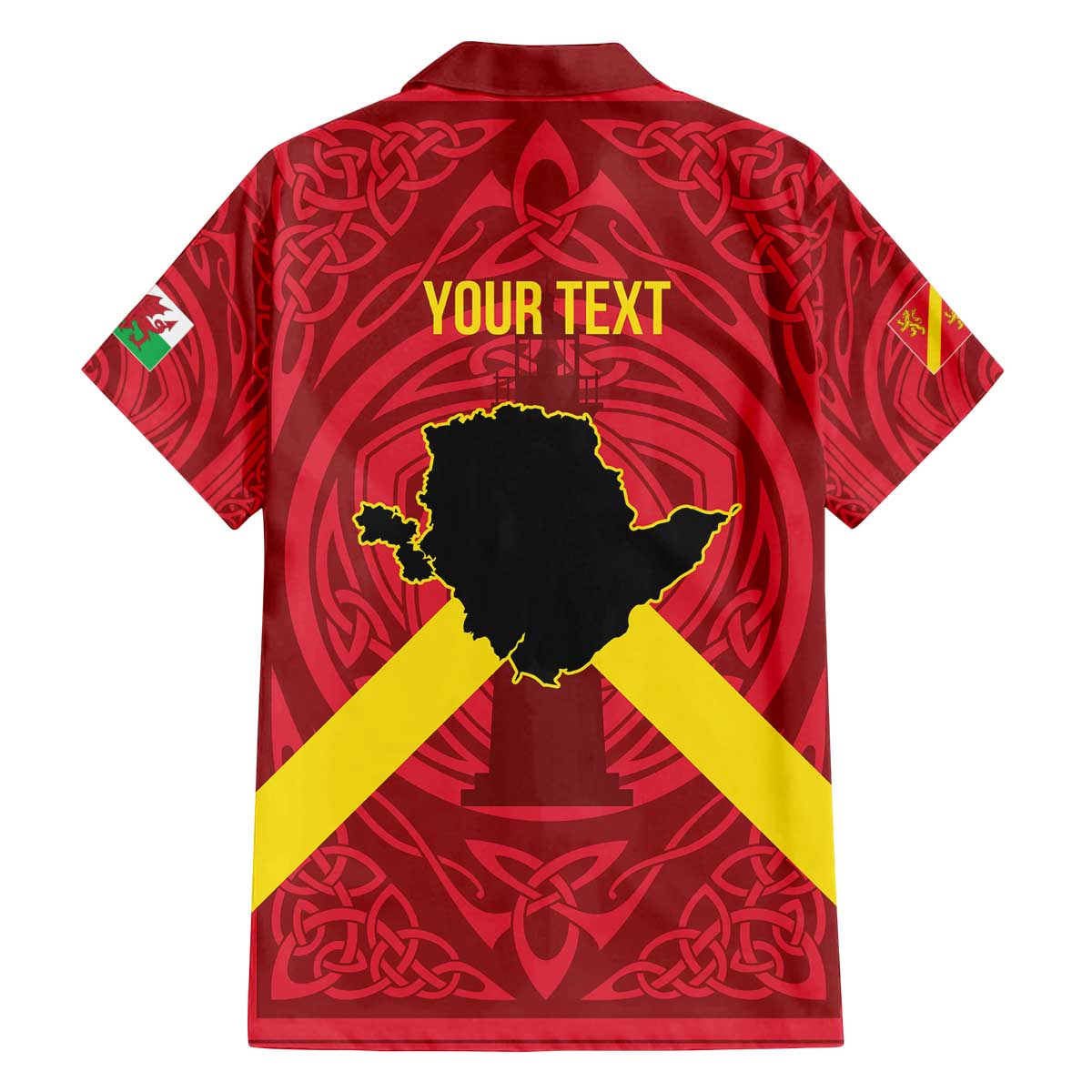 Personalized Anglesey Ynys Mon Family Matching Off The Shoulder Long Sleeve Dress and Hawaiian Shirt Map and Emblem Celtic Style - Wonder Print Shop
