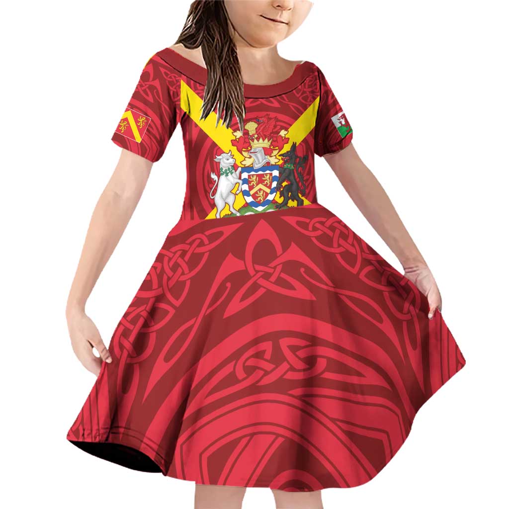 Personalized Anglesey Ynys Mon Family Matching Off Shoulder Short Dress and Hawaiian Shirt Map and Emblem Celtic Style - Wonder Print Shop