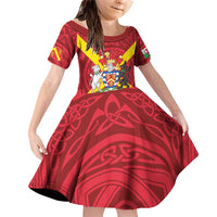 Personalized Anglesey Ynys Mon Family Matching Off Shoulder Short Dress and Hawaiian Shirt Map and Emblem Celtic Style - Wonder Print Shop