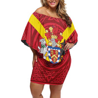 Personalized Anglesey Ynys Mon Family Matching Off Shoulder Short Dress and Hawaiian Shirt Map and Emblem Celtic Style - Wonder Print Shop