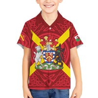 Personalized Anglesey Ynys Mon Family Matching Short Sleeve Bodycon Dress and Hawaiian Shirt Map and Emblem Celtic Style - Wonder Print Shop