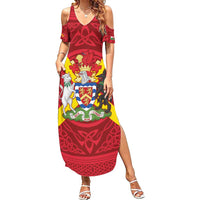 Personalized Anglesey Ynys Mon Family Matching Summer Maxi Dress and Hawaiian Shirt Map and Emblem Celtic Style - Wonder Print Shop