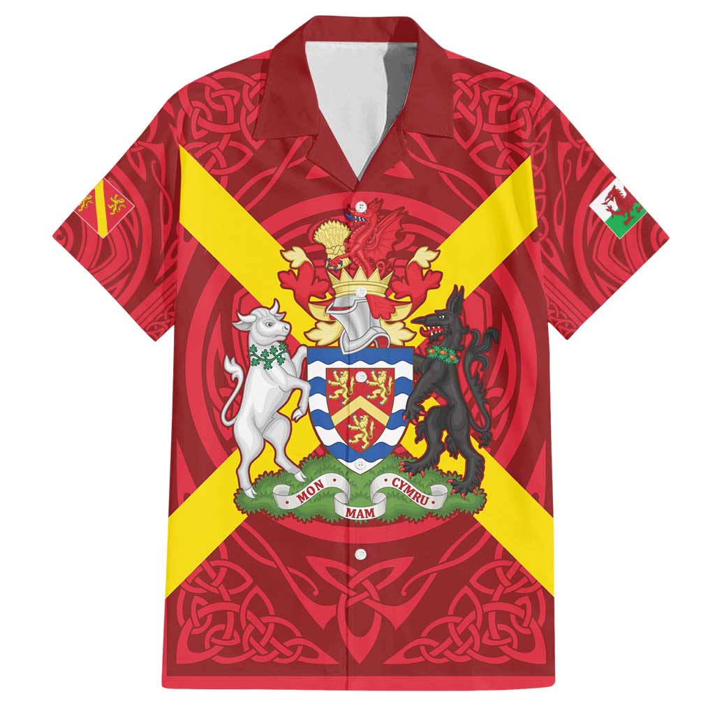 Personalized Anglesey Ynys Mon Family Matching Tank Maxi Dress and Hawaiian Shirt Map and Emblem Celtic Style - Wonder Print Shop