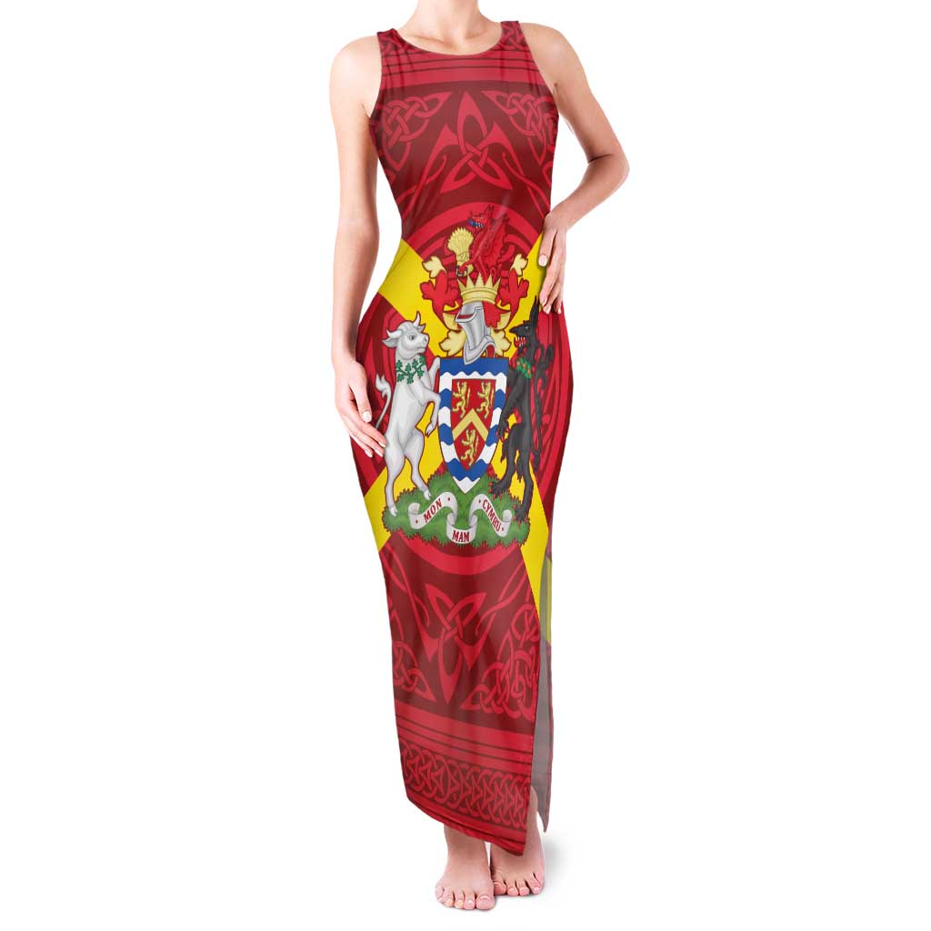Personalized Anglesey Ynys Mon Family Matching Tank Maxi Dress and Hawaiian Shirt Map and Emblem Celtic Style - Wonder Print Shop
