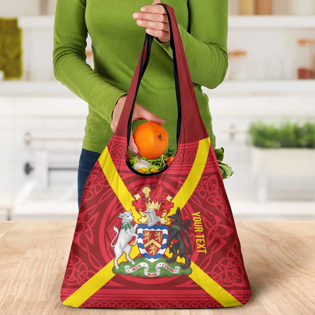 Personalized Anglesey Ynys Mon Grocery Bag Map and Emblem Celtic Style - Wonder Print Shop