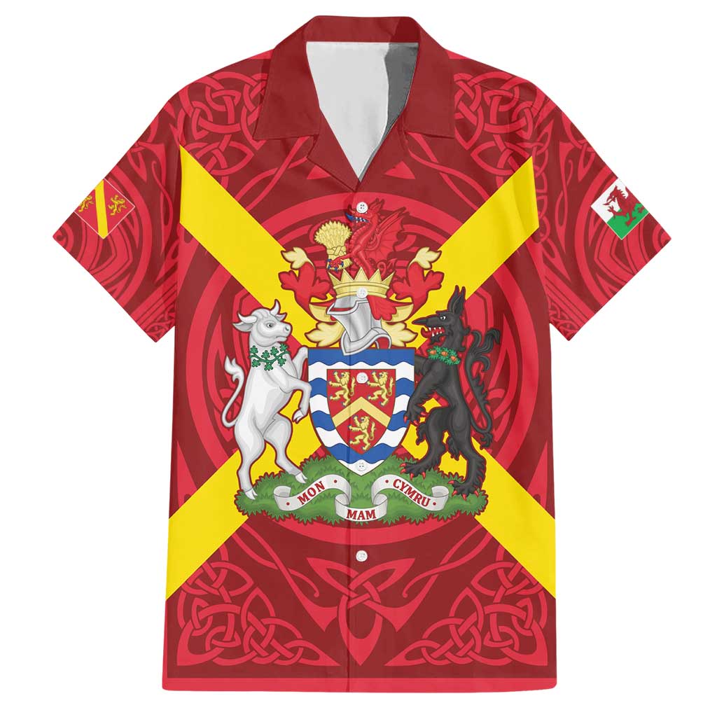 Personalized Anglesey Ynys Mon Hawaiian Shirt Map and Emblem Celtic Style - Wonder Print Shop