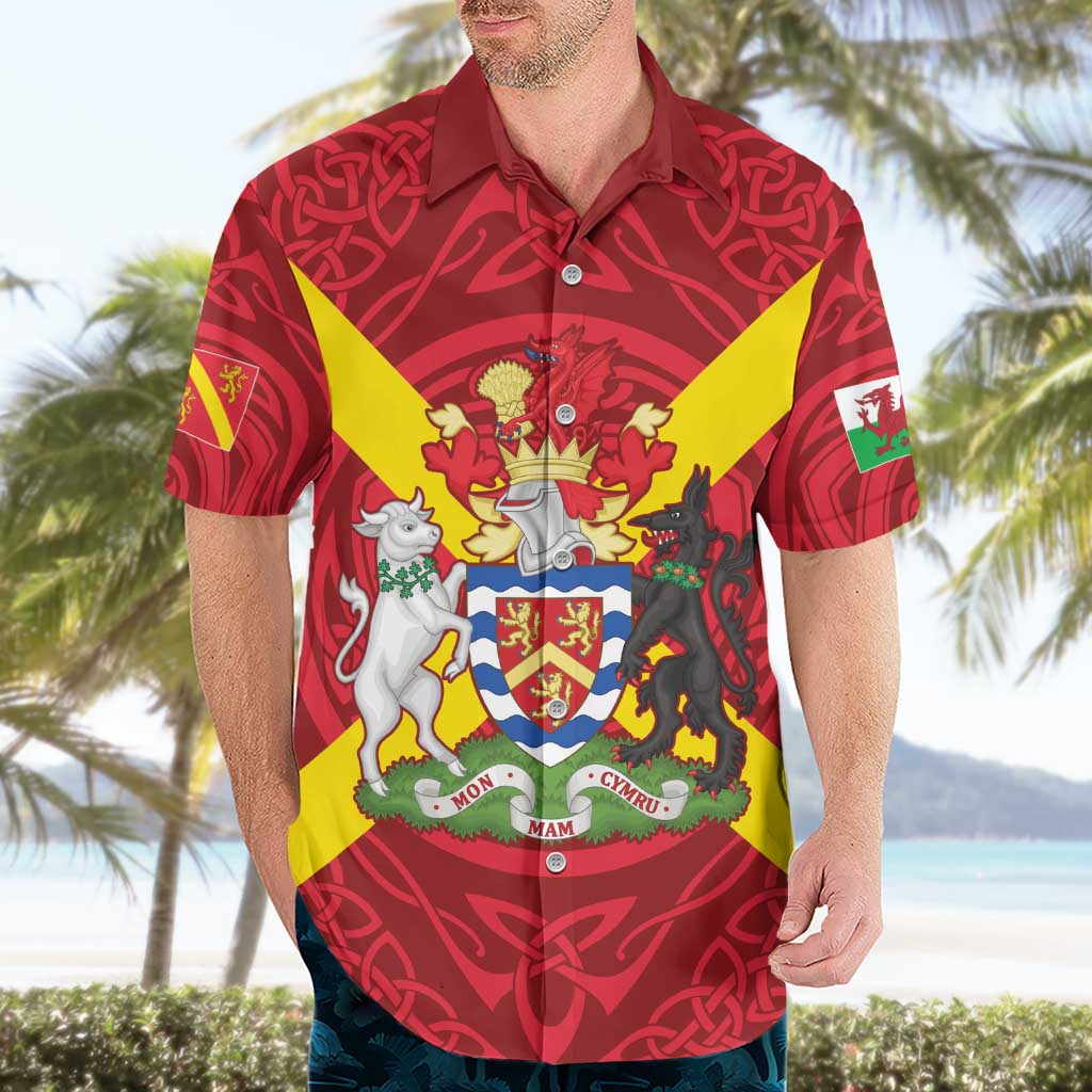 Personalized Anglesey Ynys Mon Hawaiian Shirt Map and Emblem Celtic Style - Wonder Print Shop