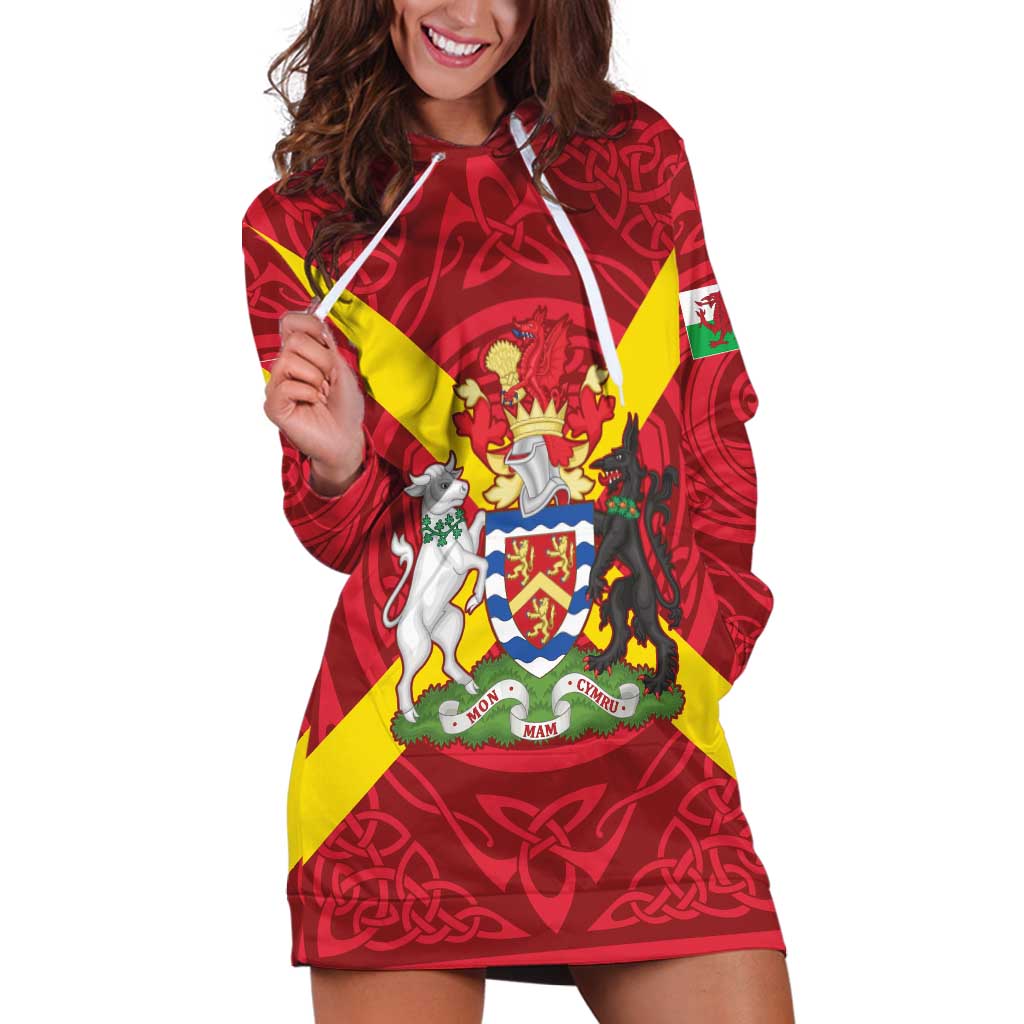Personalized Anglesey Ynys Mon Hoodie Dress Map and Emblem Celtic Style - Wonder Print Shop