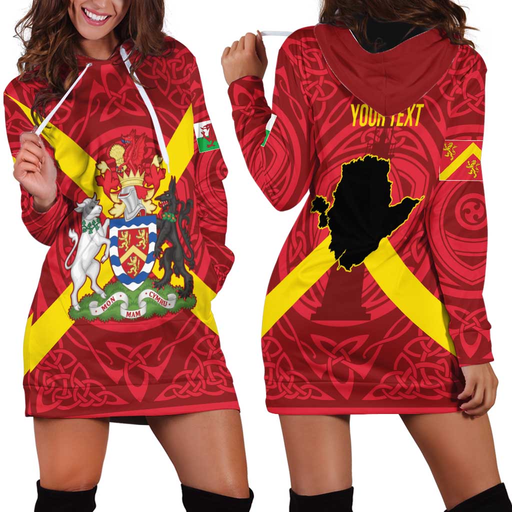 Personalized Anglesey Ynys Mon Hoodie Dress Map and Emblem Celtic Style - Wonder Print Shop