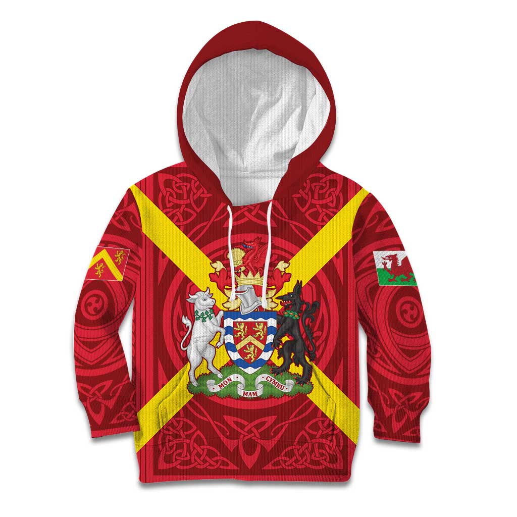 Personalized Anglesey Ynys Mon Kid Hoodie Map and Emblem Celtic Style - Wonder Print Shop