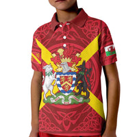 Personalized Anglesey Ynys Mon Kid Polo Shirt Map and Emblem Celtic Style - Wonder Print Shop