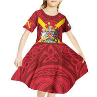 Personalized Anglesey Ynys Mon Kid Short Sleeve Dress Map and Emblem Celtic Style - Wonder Print Shop
