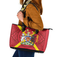 Personalized Anglesey Ynys Mon Leather Tote Bag Map and Emblem Celtic Style - Wonder Print Shop