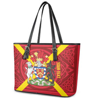 Personalized Anglesey Ynys Mon Leather Tote Bag Map and Emblem Celtic Style - Wonder Print Shop