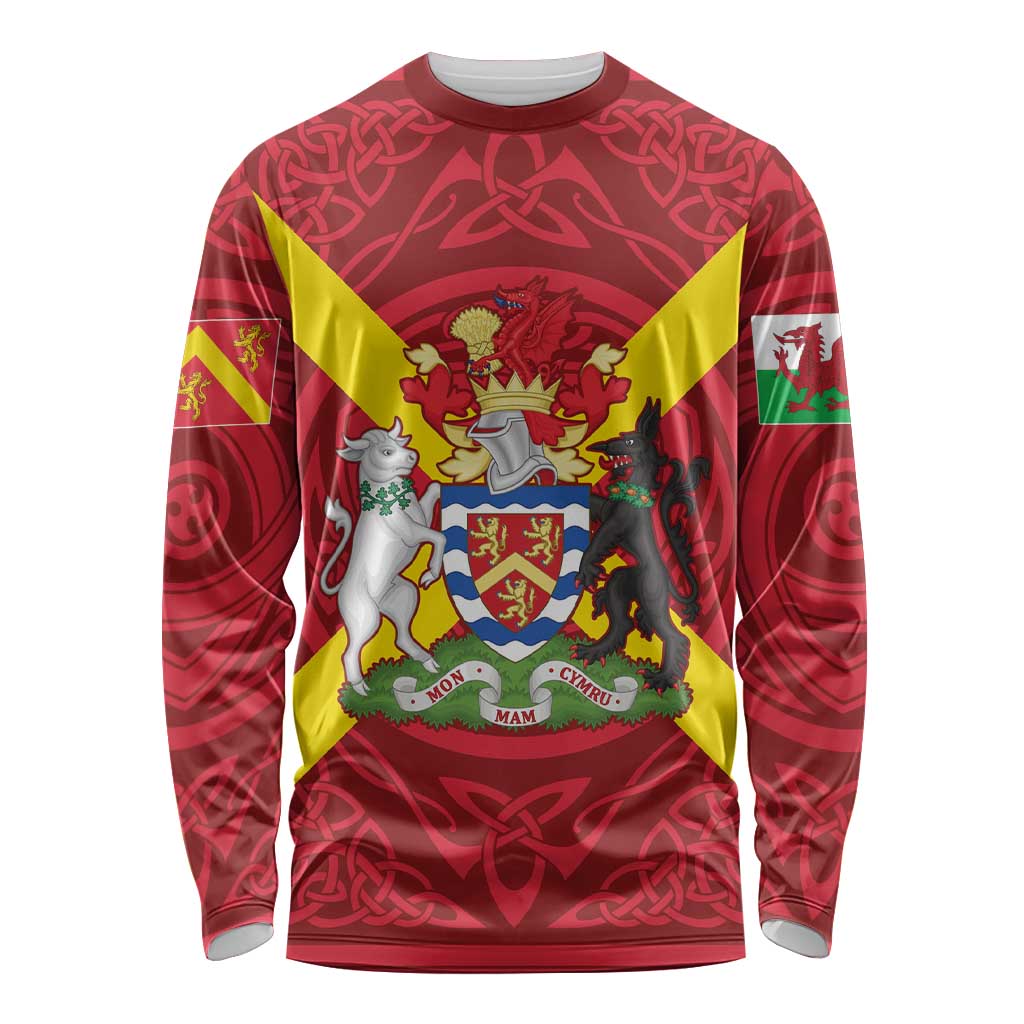 Personalized Anglesey Ynys Mon Long Sleeve Shirt Map and Emblem Celtic Style - Wonder Print Shop