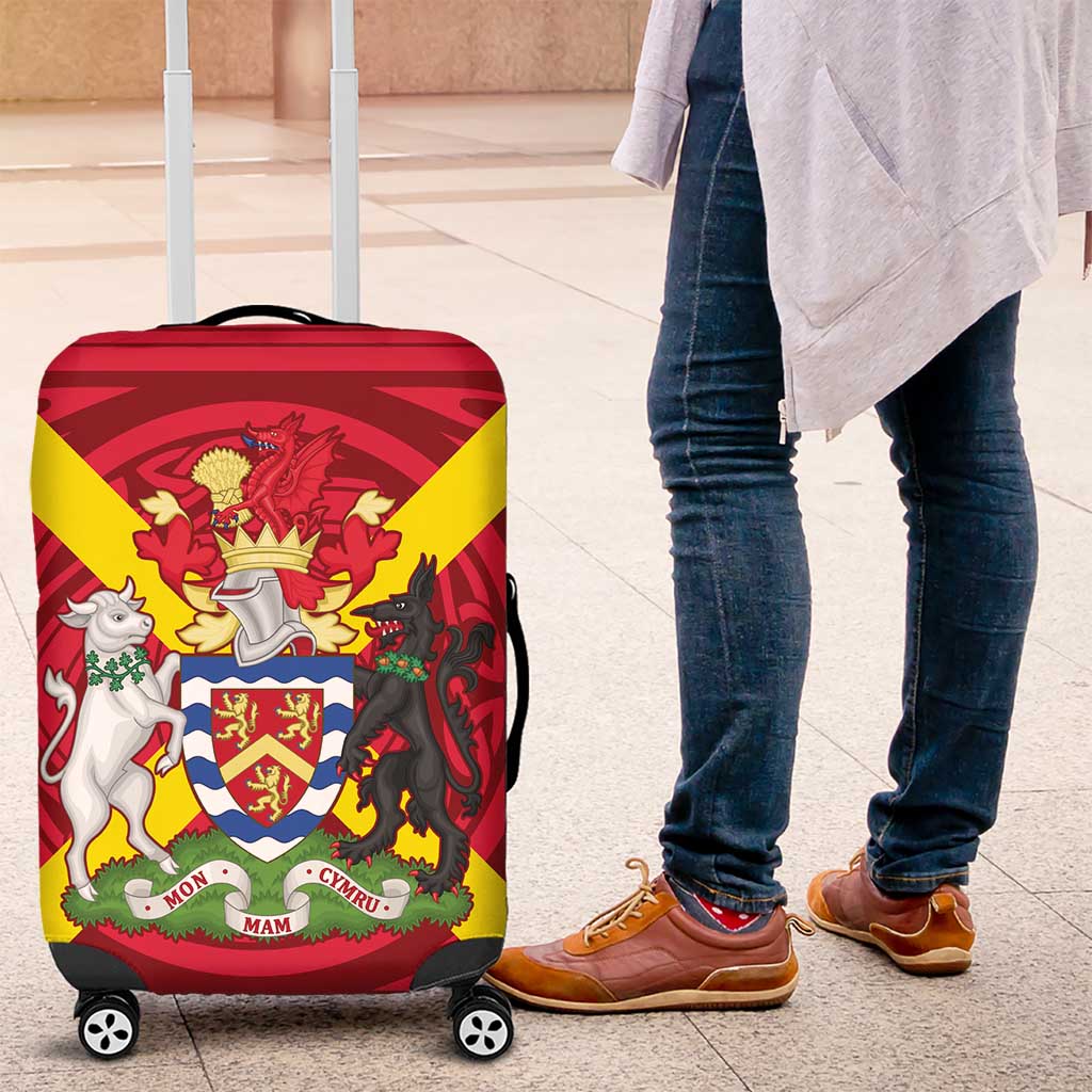 Personalized Anglesey Ynys Mon Luggage Cover Map and Emblem Celtic Style - Wonder Print Shop