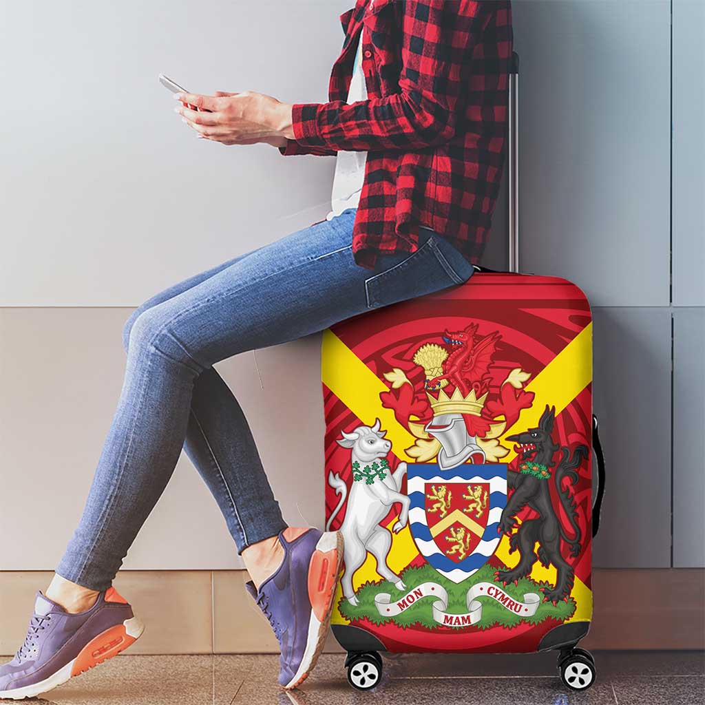 Personalized Anglesey Ynys Mon Luggage Cover Map and Emblem Celtic Style - Wonder Print Shop