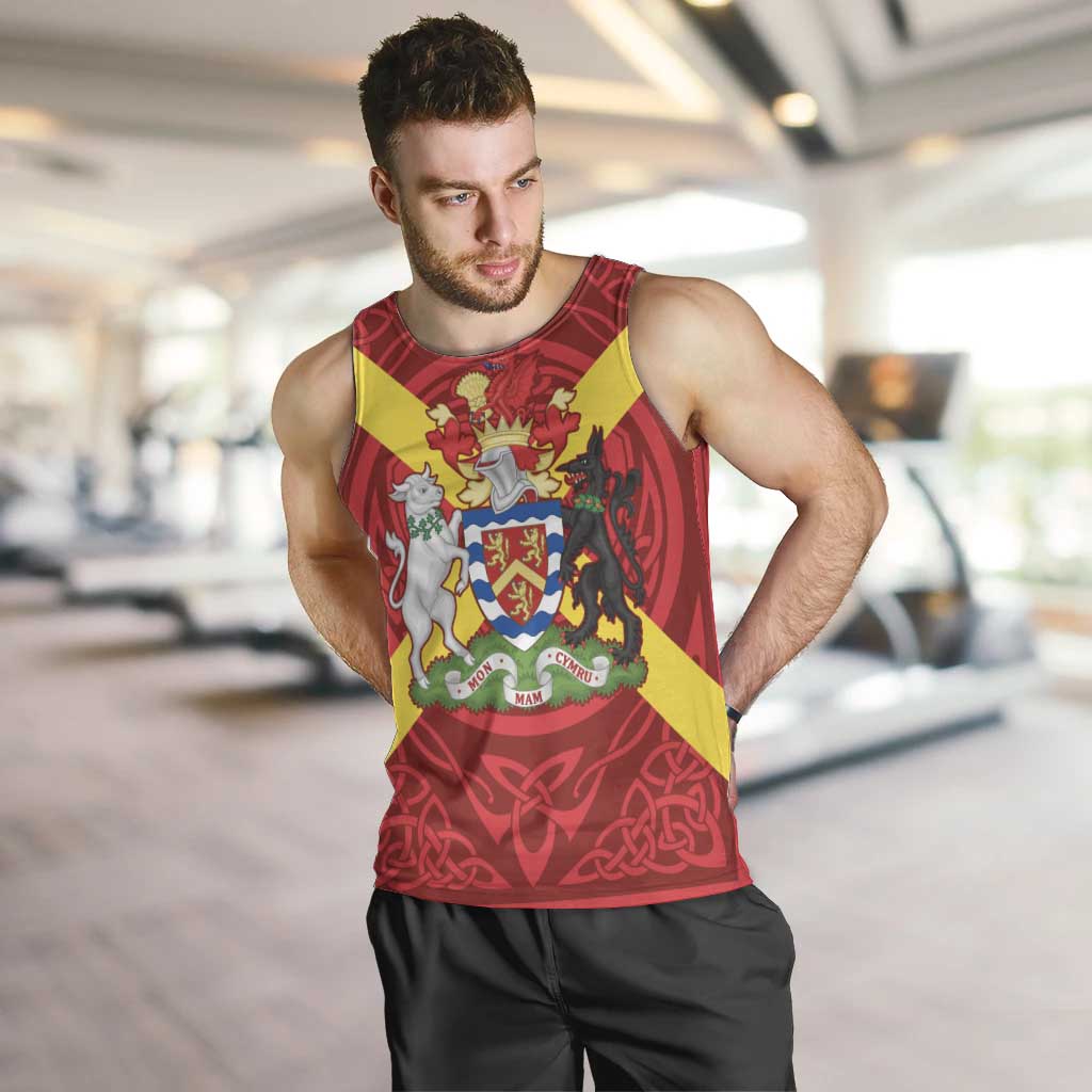 Personalized Anglesey Ynys Mon Men Tank Top Map and Emblem Celtic Style - Wonder Print Shop