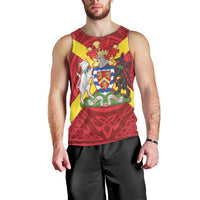 Personalized Anglesey Ynys Mon Men Tank Top Map and Emblem Celtic Style - Wonder Print Shop