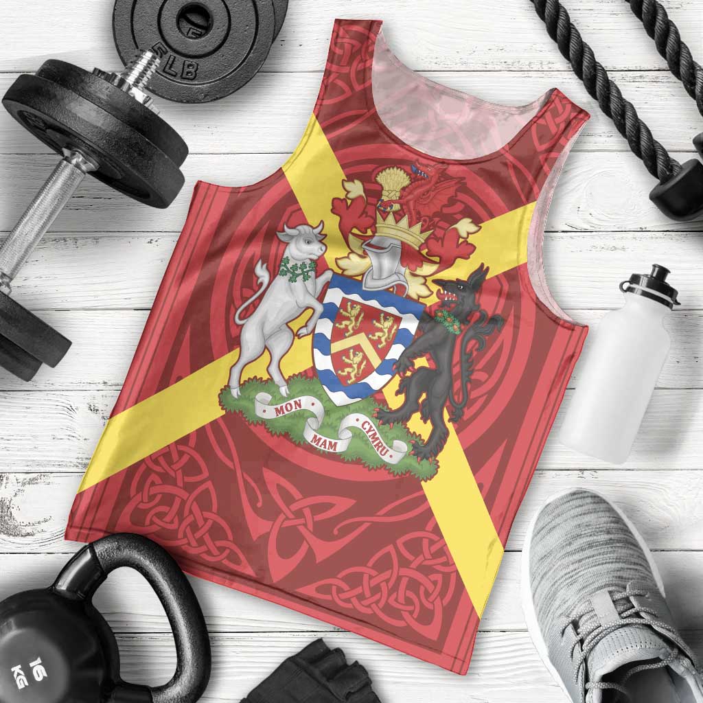Personalized Anglesey Ynys Mon Men Tank Top Map and Emblem Celtic Style - Wonder Print Shop