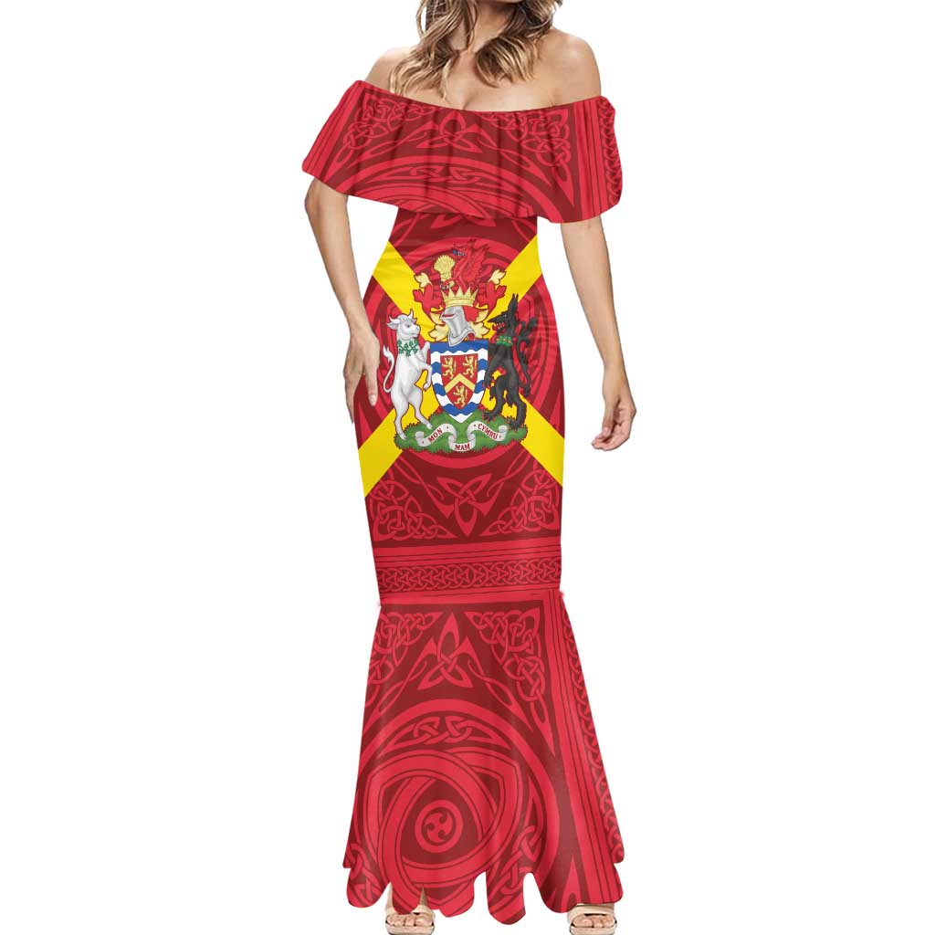 Personalized Anglesey Ynys Mon Mermaid Dress Map and Emblem Celtic Style - Wonder Print Shop