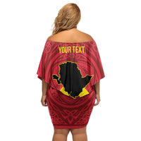 Personalized Anglesey Ynys Mon Off Shoulder Short Dress Map and Emblem Celtic Style - Wonder Print Shop
