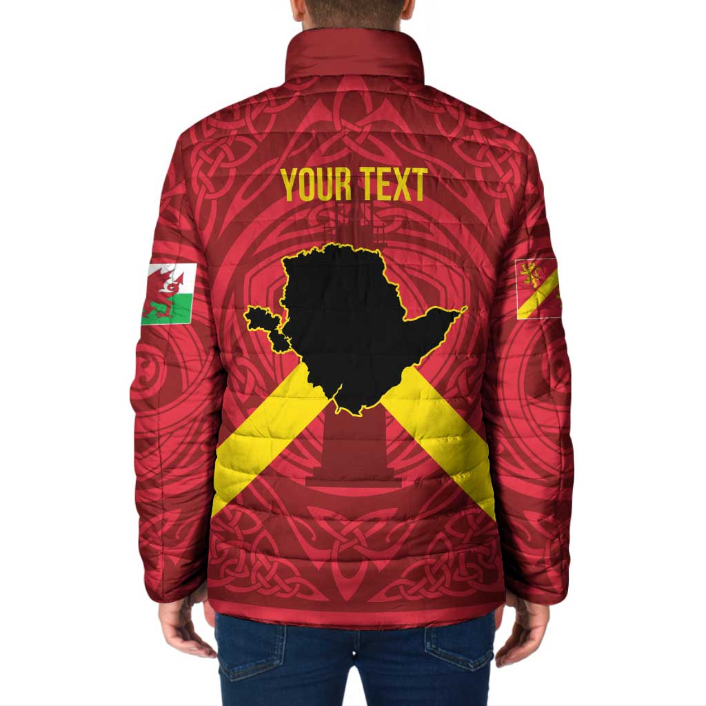 Personalized Anglesey Ynys Mon Padded Jacket Map and Emblem Celtic Style - Wonder Print Shop