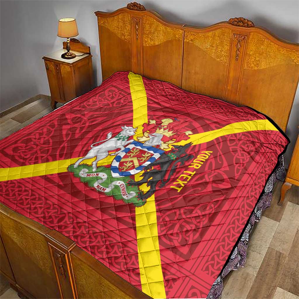 Personalized Anglesey Ynys Mon Quilt Map and Emblem Celtic Style - Wonder Print Shop