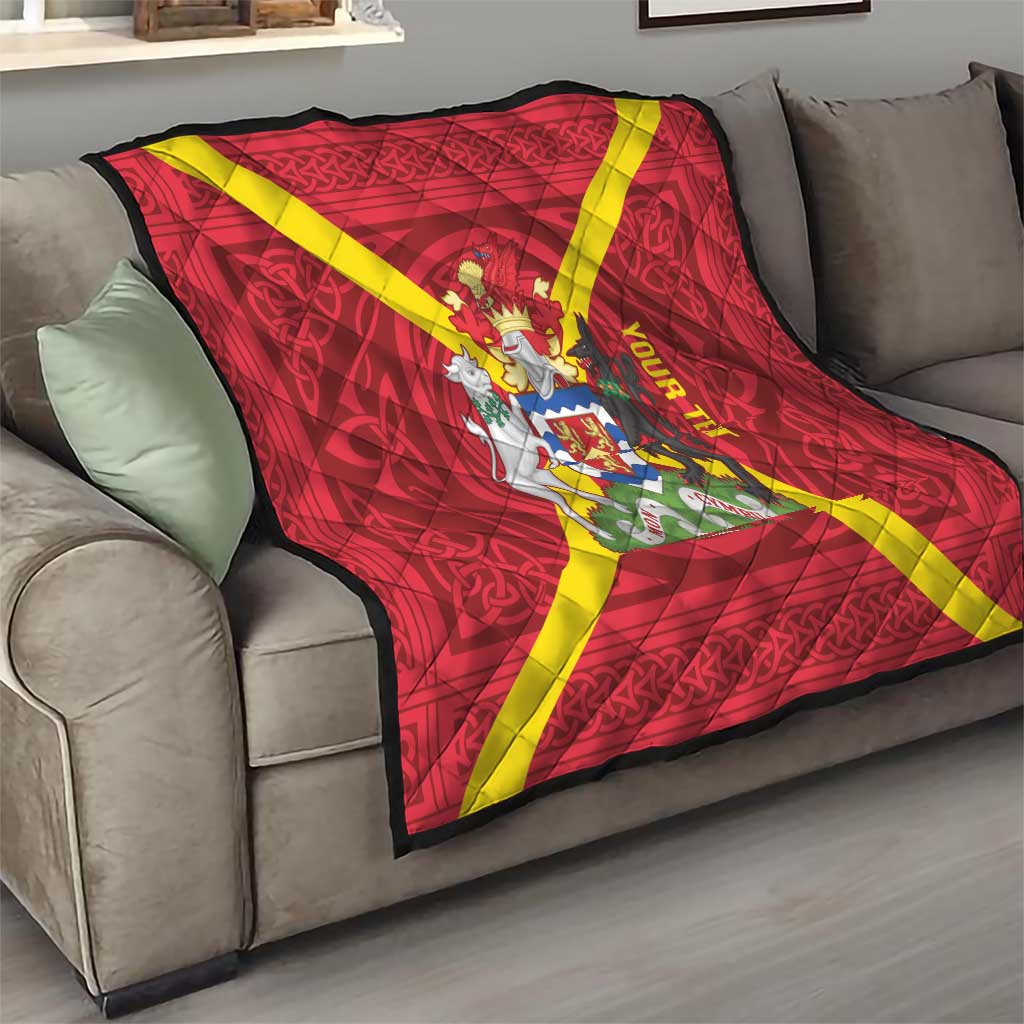 Personalized Anglesey Ynys Mon Quilt Map and Emblem Celtic Style - Wonder Print Shop