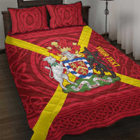 Personalized Anglesey Ynys Mon Quilt Bed Set Map and Emblem Celtic Style - Wonder Print Shop