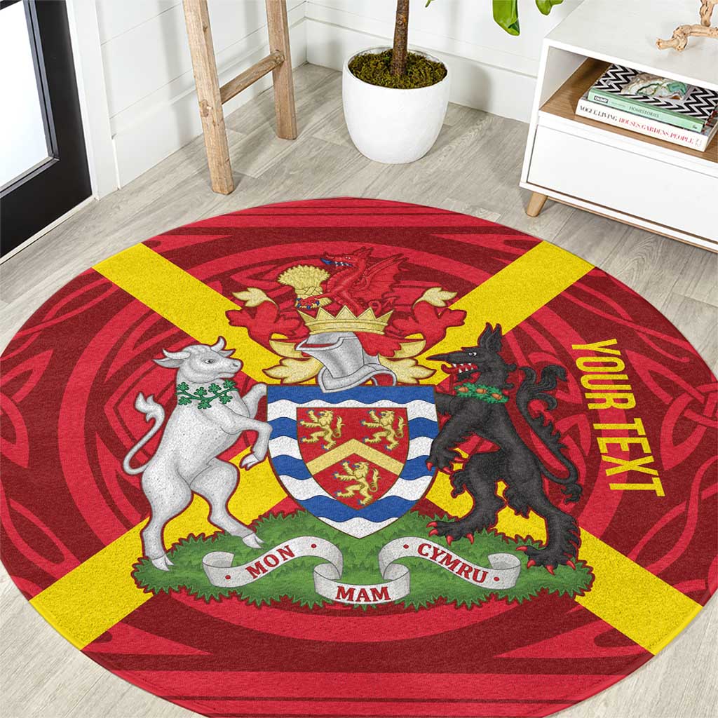 Personalized Anglesey Ynys Mon Round Carpet Map and Emblem Celtic Style - Wonder Print Shop