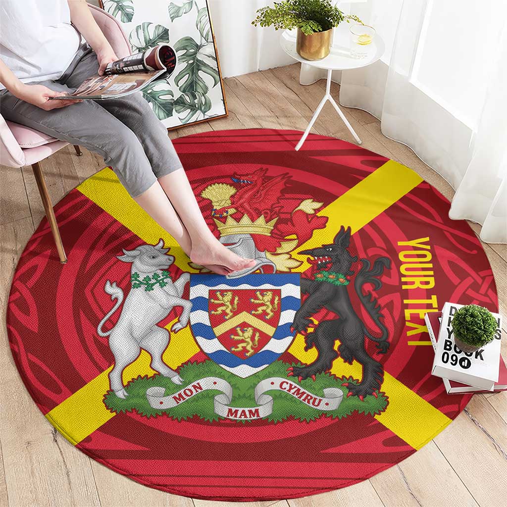 Personalized Anglesey Ynys Mon Round Carpet Map and Emblem Celtic Style - Wonder Print Shop