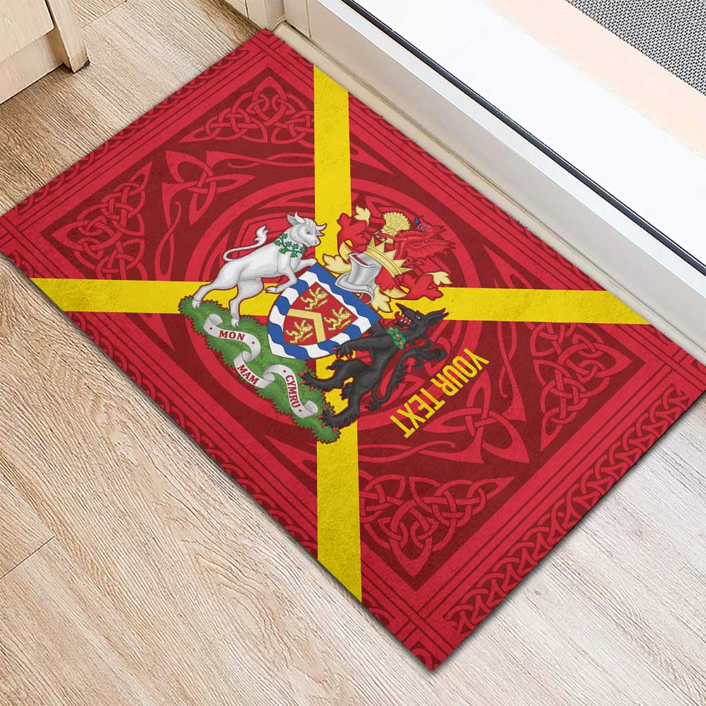 Personalized Anglesey Ynys Mon Rubber Doormat Map and Emblem Celtic Style - Wonder Print Shop