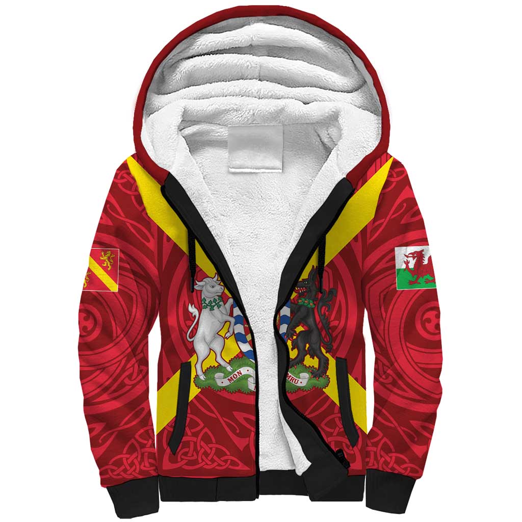 Personalized Anglesey Ynys Mon Sherpa Hoodie Map and Emblem Celtic Style - Wonder Print Shop