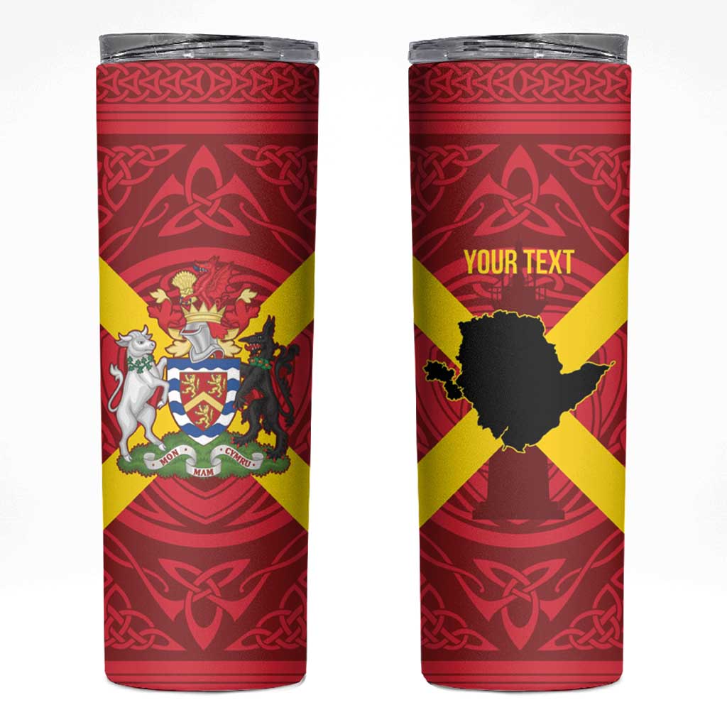 Personalized Anglesey Ynys Mon Skinny Tumbler Map and Emblem Celtic Style - Wonder Print Shop