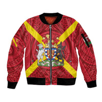 Personalized Anglesey Ynys Mon Sleeve Zip Bomber Jacket Map and Emblem Celtic Style - Wonder Print Shop