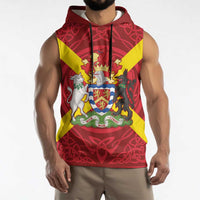 Personalized Anglesey Ynys Mon Sleeveless Hoodie Map and Emblem Celtic Style - Wonder Print Shop