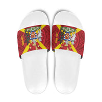 Personalized Anglesey Ynys Mon Slide Sandals Map and Emblem Celtic Style - Wonder Print Shop