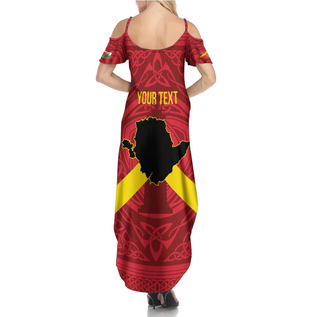 Personalized Anglesey Ynys Mon Summer Maxi Dress Map and Emblem Celtic Style - Wonder Print Shop