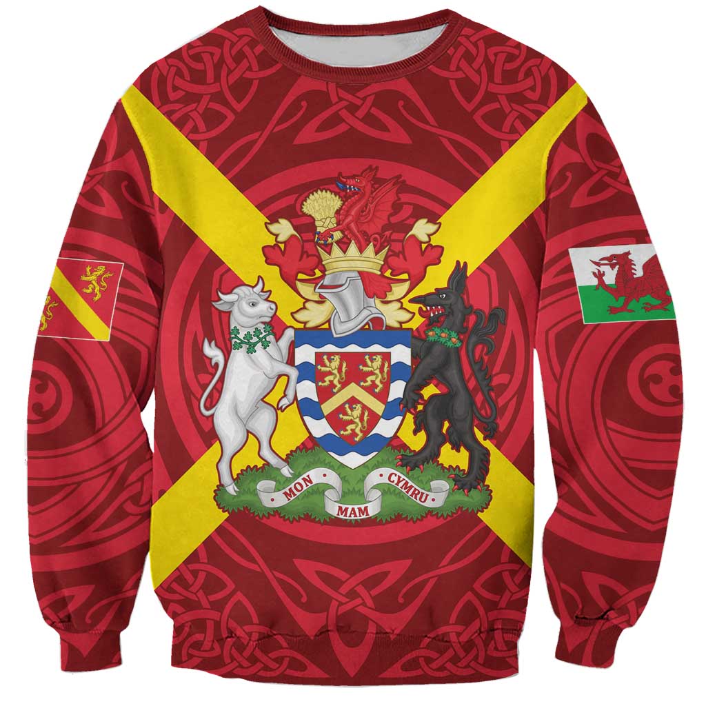 Personalized Anglesey Ynys Mon Sweatshirt Map and Emblem Celtic Style - Wonder Print Shop