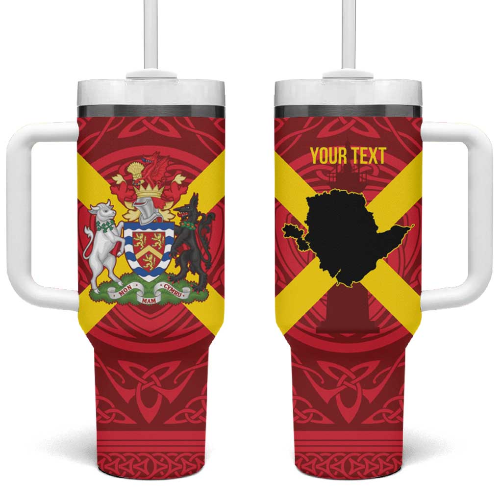 Personalized Anglesey Ynys Mon Tumbler With Handle Map and Emblem Celtic Style - Wonder Print Shop