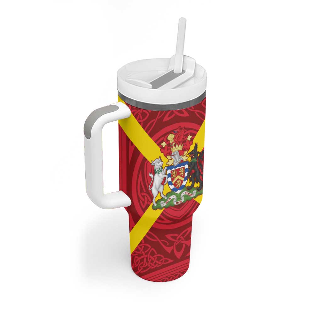 Personalized Anglesey Ynys Mon Tumbler With Handle Map and Emblem Celtic Style - Wonder Print Shop