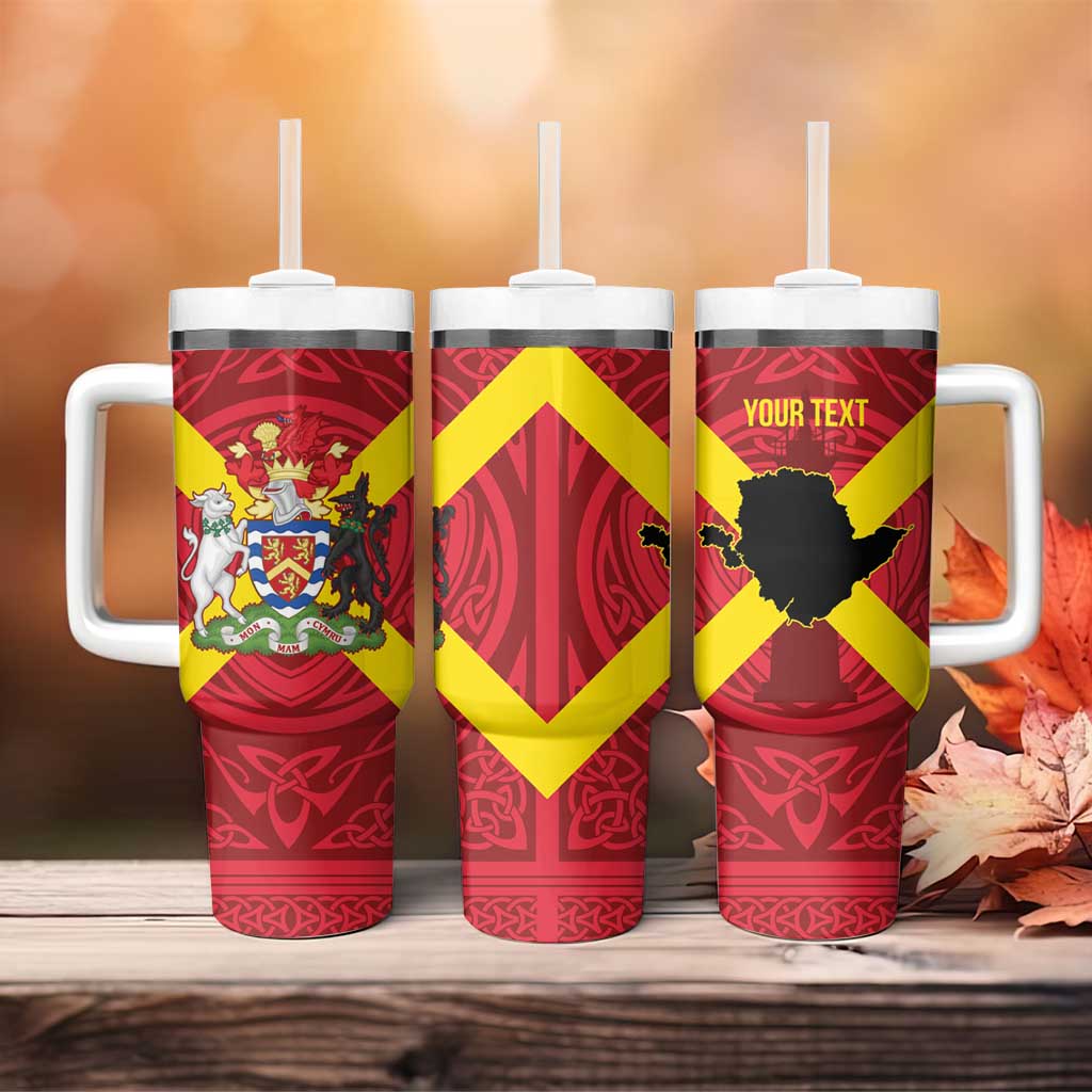 Personalized Anglesey Ynys Mon Tumbler With Handle Map and Emblem Celtic Style - Wonder Print Shop
