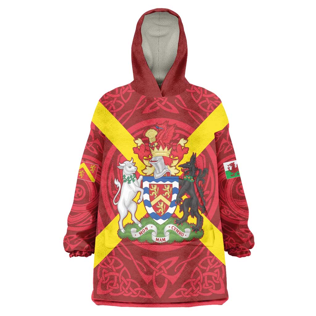 Personalized Anglesey Ynys Mon Wearable Blanket Hoodie Map and Emblem Celtic Style - Wonder Print Shop