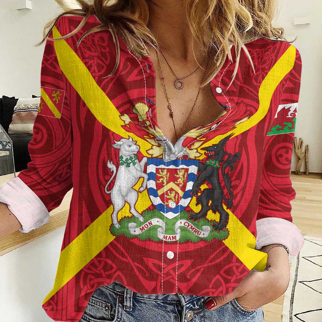 Personalized Anglesey Ynys Mon Women Casual Shirt Map and Emblem Celtic Style - Wonder Print Shop