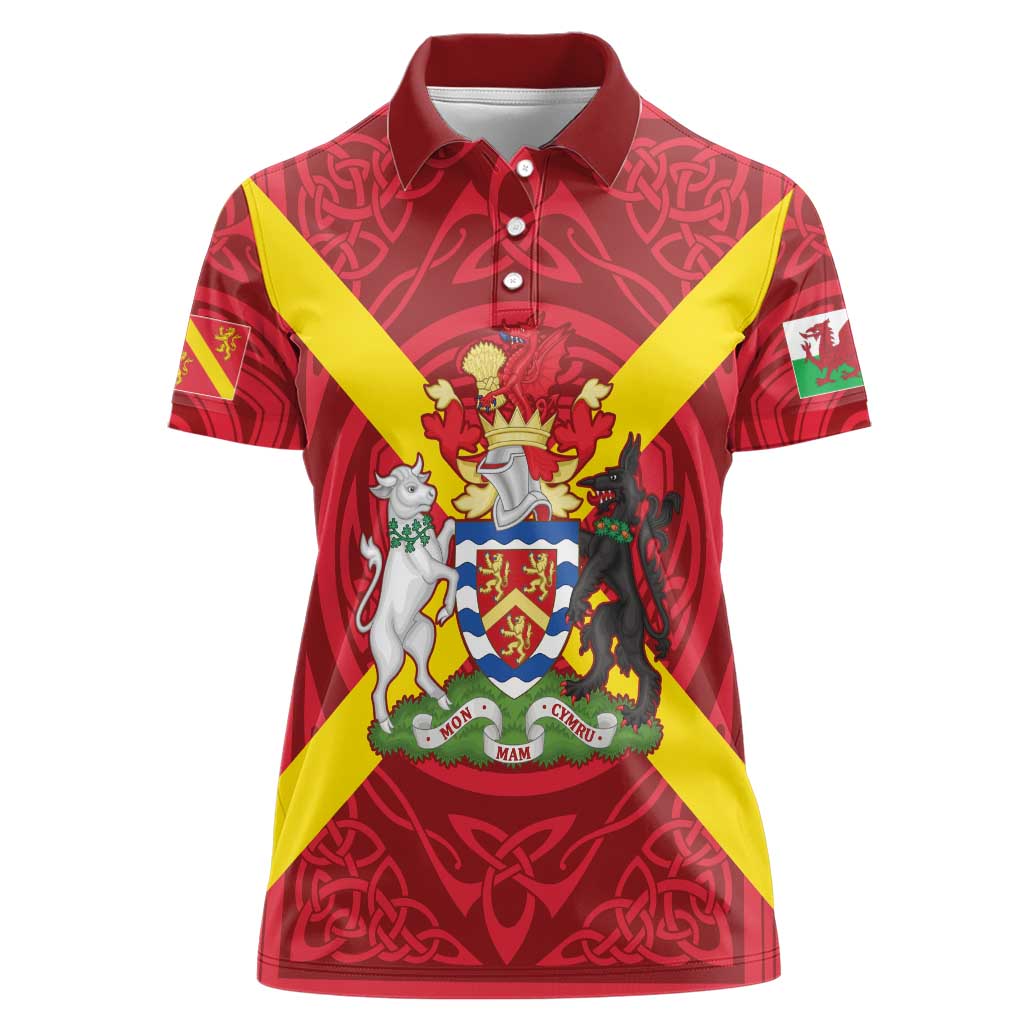 Personalized Anglesey Ynys Mon Women Polo Shirt Map and Emblem Celtic Style - Wonder Print Shop