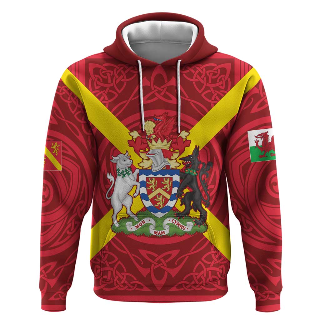 Personalized Anglesey Ynys Mon Zip Hoodie Map and Emblem Celtic Style - Wonder Print Shop